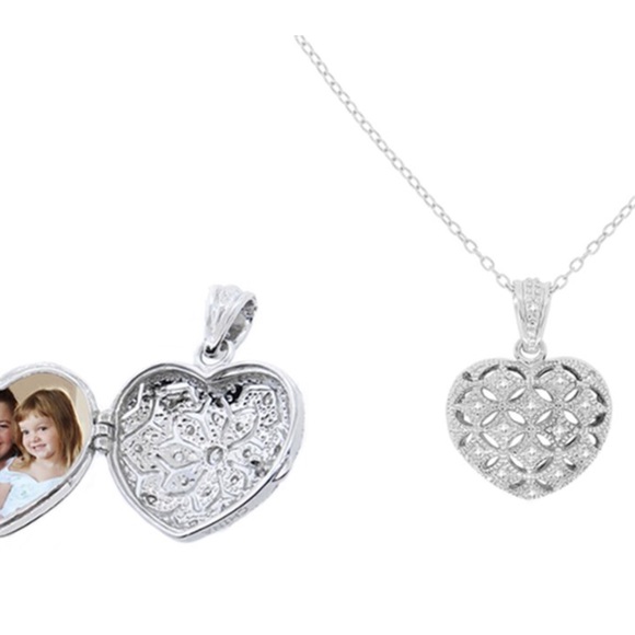 BEAUTIFUL CZ HEART LOCKET PENDANT NECKLACE - Picture 2 of 6
